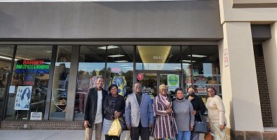 • Ambassador Alima Mahama (middle) and others standing at the frontage of Nana Buor Boutique