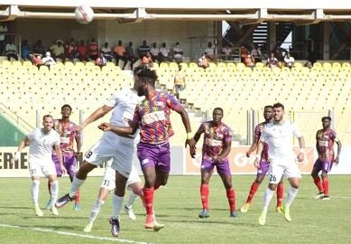 • An action scene between Hearts and Algeria’s JS Saoura at the Accra Sports Stadium