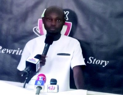 • Mr.John Amihere addressing the press conference the future.