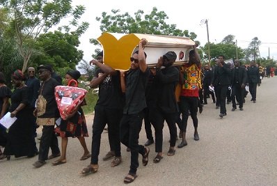 The late Mrs Agnes Ofosu Antwi making the final journey home Photos by Lizzy Okai