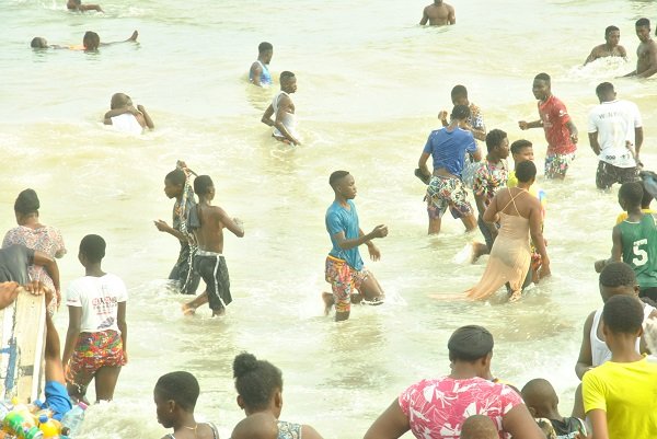 Revellers having fun at the beach
