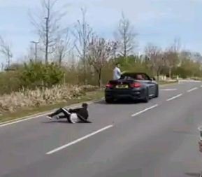 The man was caputured when he fell from the car