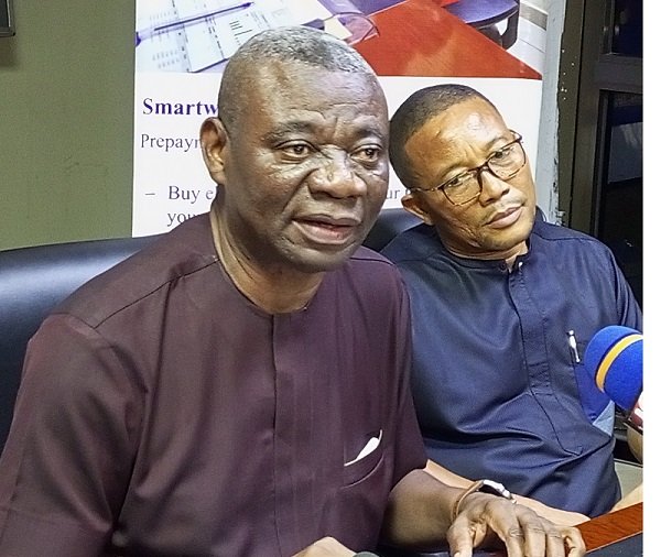 Mr Abebrese (left) and Mr William Boateng, ECG Director of Communication addressing the press