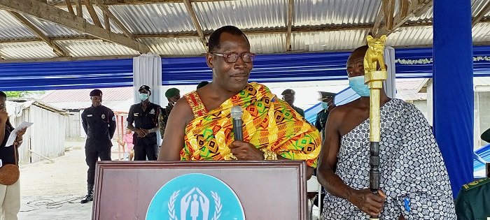 Nana Nyameke Fofole addressing the gathering