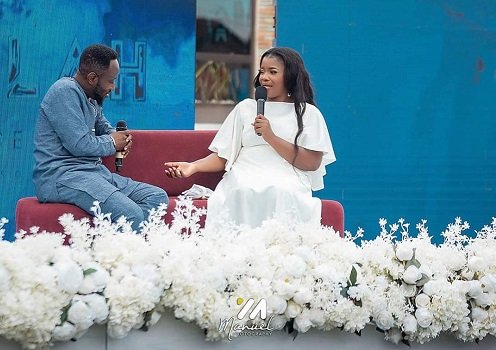 Ohemaa Mercy revealing activities lineup for the programme to George Quaye