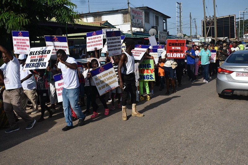 Some parishioners on route march