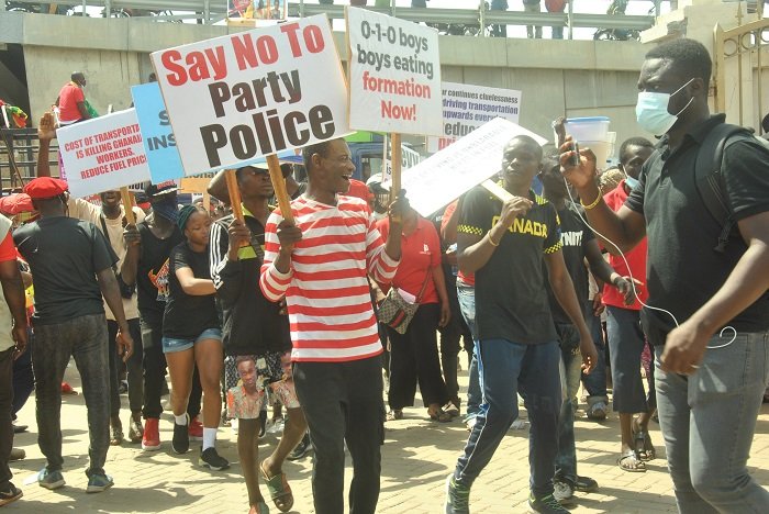 They conveyed at the Kwame Nkrumah Interchange for the route march