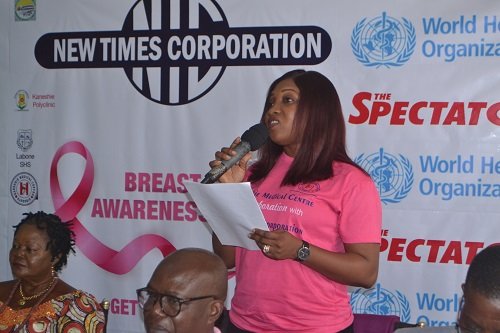Mrs Gloria Owusu, Group Administrator,The Community Hospitals Group addressing the gathering
