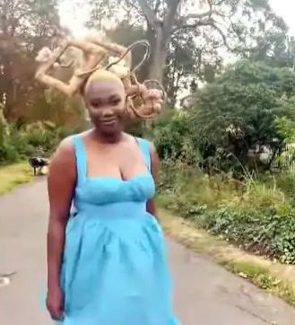 Ms Romper with her weird hairstyle