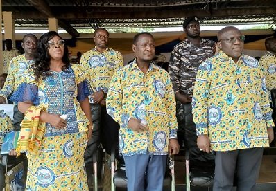 Dr Cecilia Ofosua Odame (left), Pastor Prof. T.T. Ocran (middle) and Mr. Seth Acheampong (right) posed for the camera after the programme