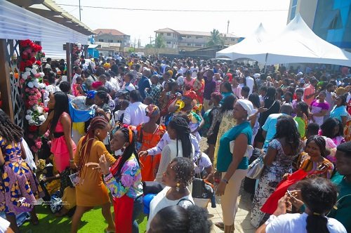 People queuing for provision