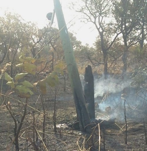 ● Burnt high tension poles
