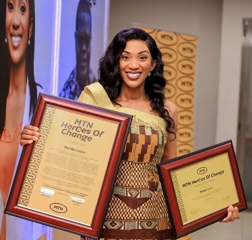 • Portia Gabor displaying her award