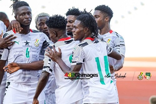 ●●Meteors celebrating a goal against Mozambique in their last game