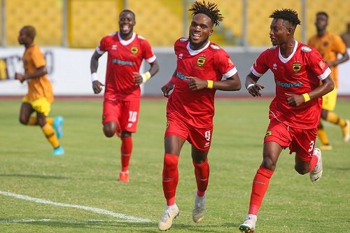 ● Kotoko players celebrating a goal. Can they account for Olympics tomorrow?