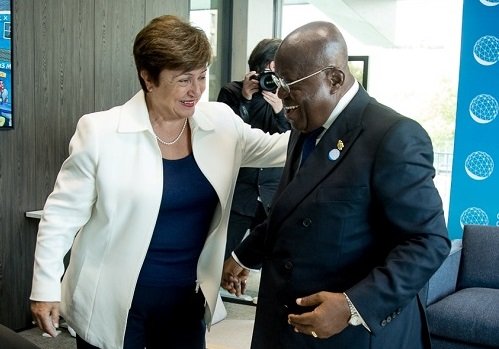 President Akuffo-Addo discussing the globsl economic situation with IMF boss Kristalina Georgieva with IMF boss