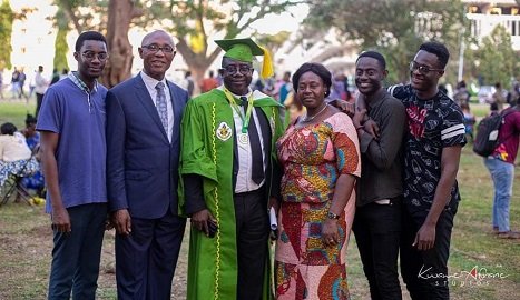Dr Joseph Boakye Danquah (middle) with his wife Vida, children and relatives at a graduation