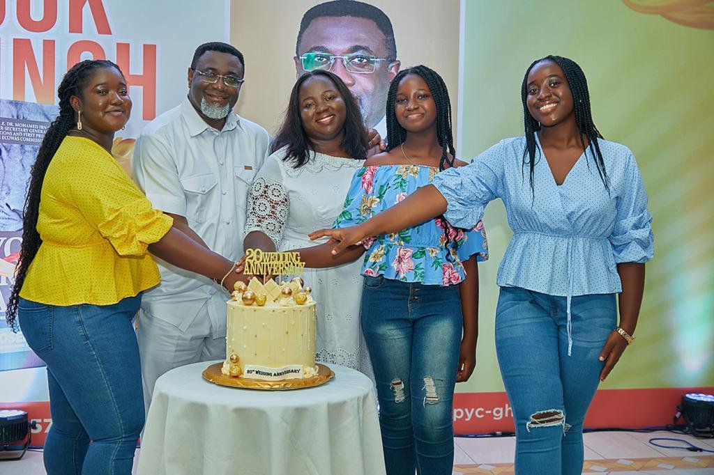 Mr Okrah celebrating a milestone with his family
