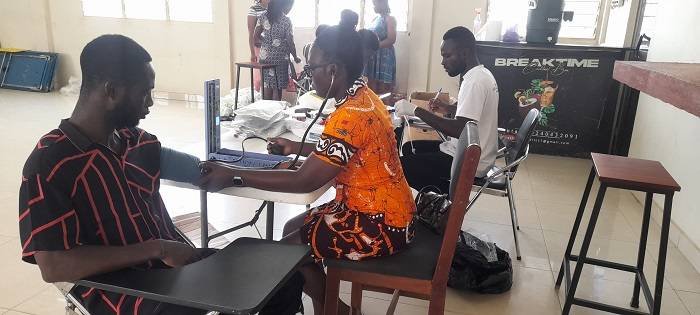 A participant undergoing medical screening