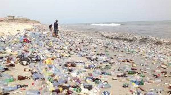 A section of the shore being filled with filt