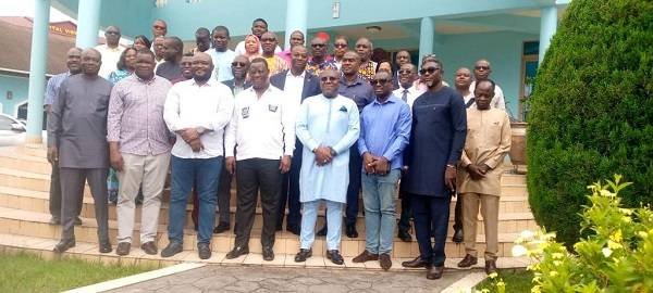 Mr Kofi Amoako-Atta,Roads Minister,fourth counting from left,next Eastern Regional Minister,Seth Kwame Acheampong in group picture with the stakeholders from the roads sector