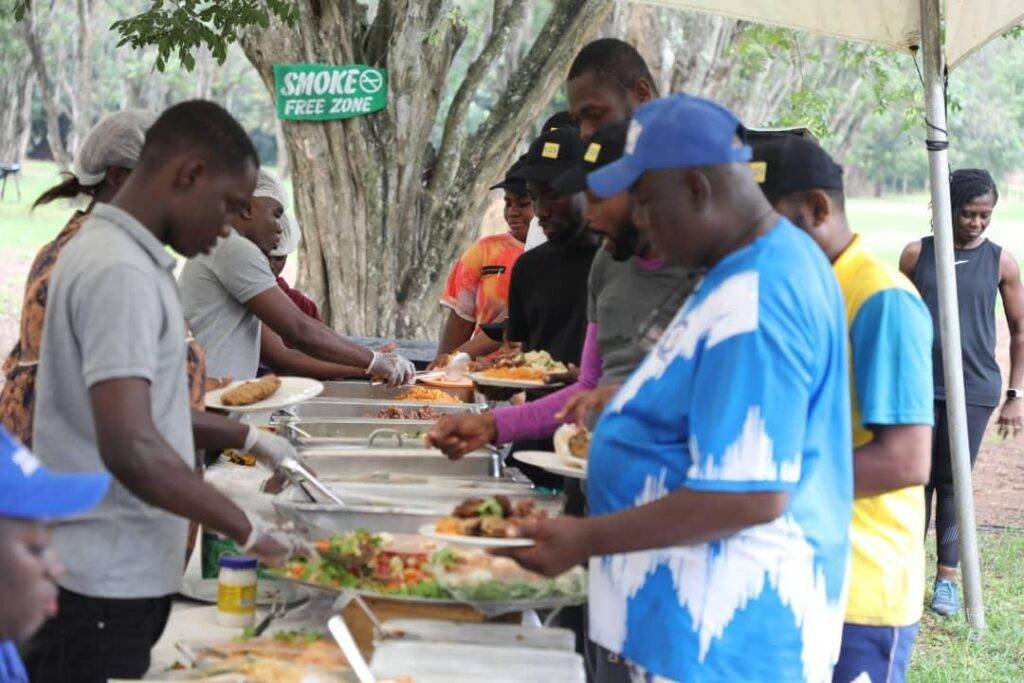 Some of the participants having having refrehment to restore lost energy