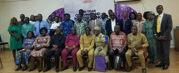 • Rev Agyemang-Duah (seated fourth from left) with other dignitaries after the launch