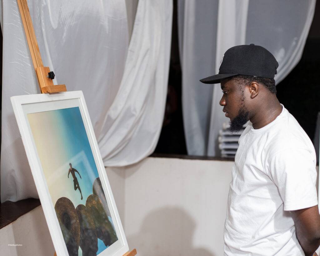 An art enthusiast fixated on a masterpiece 