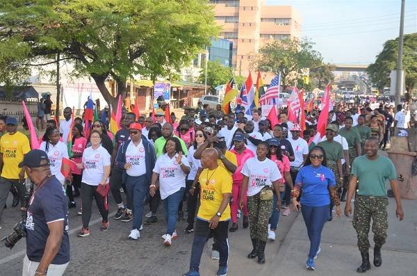 Chief Dr Wiafe Addai(hand raised) with Eze Dr. Chukwudi Ihenetu(in red cap) and other dignitaries leading the walk
