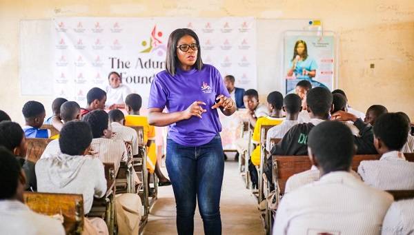 Frema Adunyame speaking to the girls
