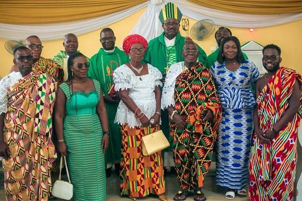 Most Rev. Gabriel Kumordji with Sir Stephen and Mrs. Felicia Adzamli and family members