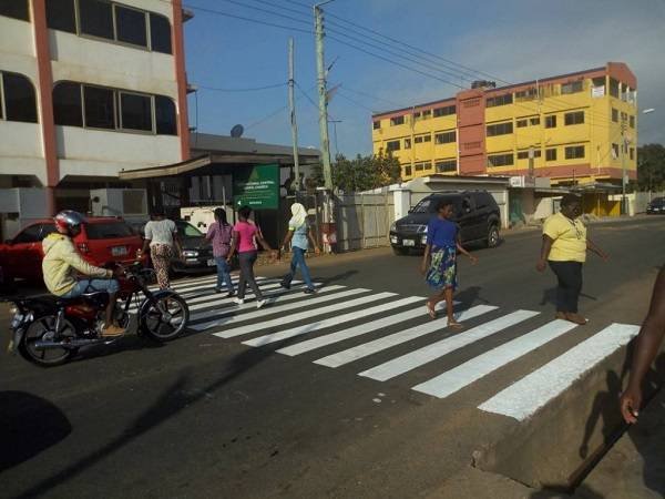 Pedestrians crossing the road