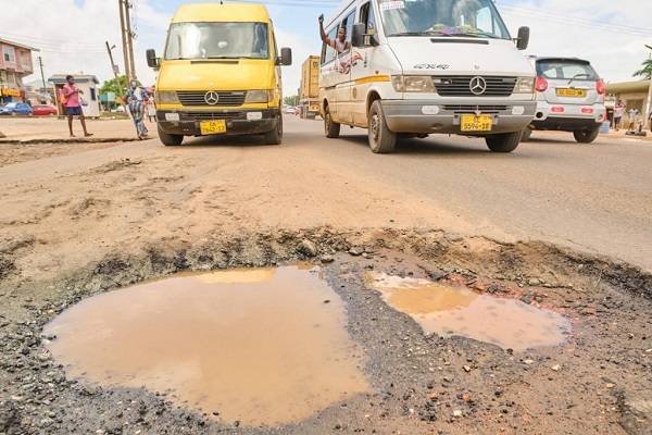 Potholes on the road