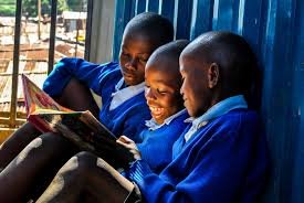 African children studying in class