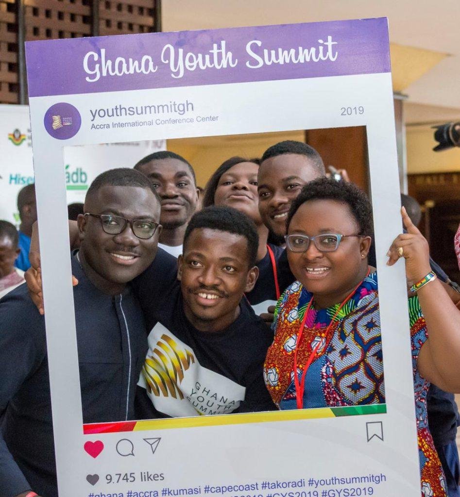 Mrs Oware-Mensah(right) in a pose with some young people