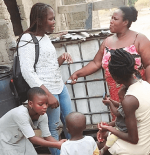 • Ms Sambou interacting with some women in Nyanyano