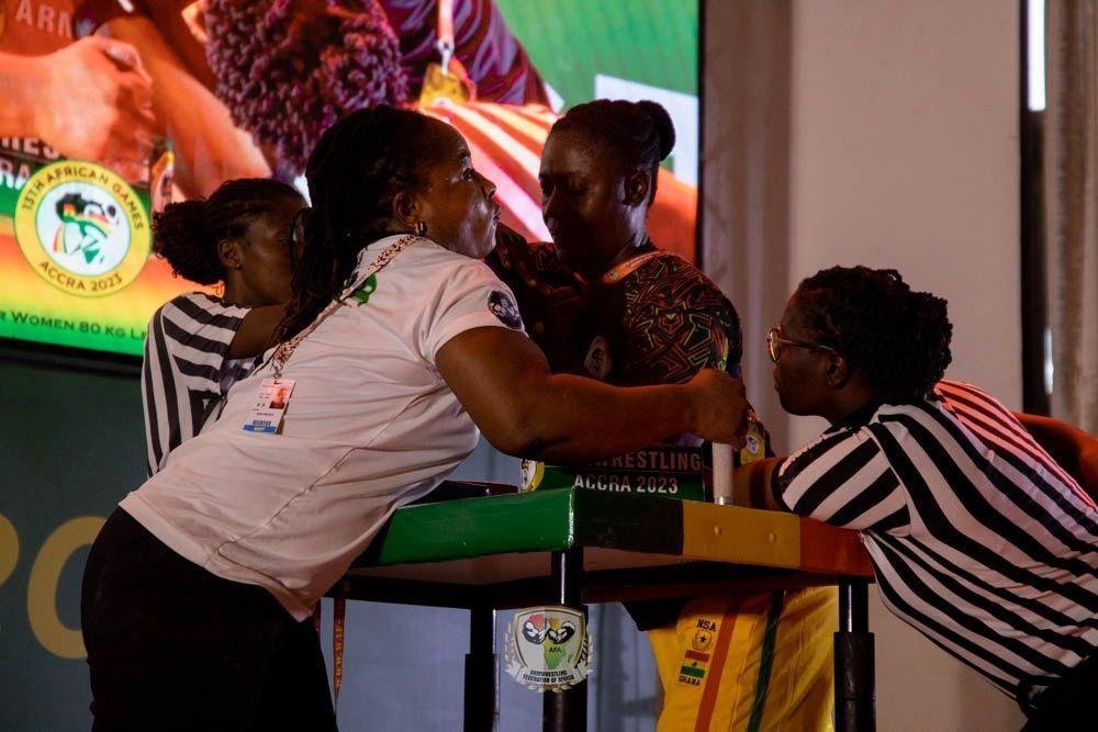 A scene from the female armwrestling competition