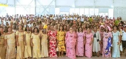 Mrs Mahama (sixth from left) in a photograph with the campers
