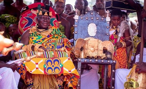• Asantehene Otumfuo Osei Tutu II on the Golden Stool