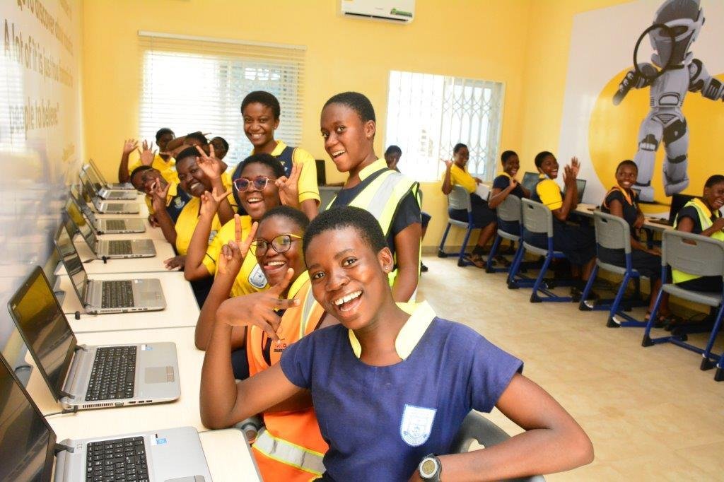Some students at Methodist Girls SHS Mamfe excited about the facility