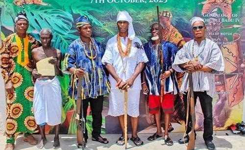 Torgbui Badu IV (third right) with some elders on his coronation
