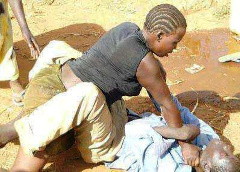 Woman  beating husband