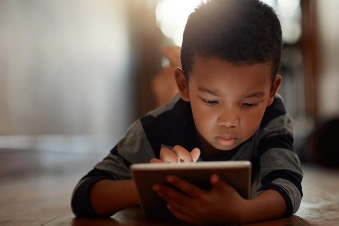 • A child with a phone