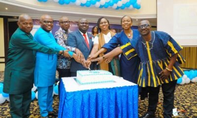 GJA president Albert Dwumfour (middle) with other dignitaries cutting the anniversary cake Photo: Stephanie Birikorang
