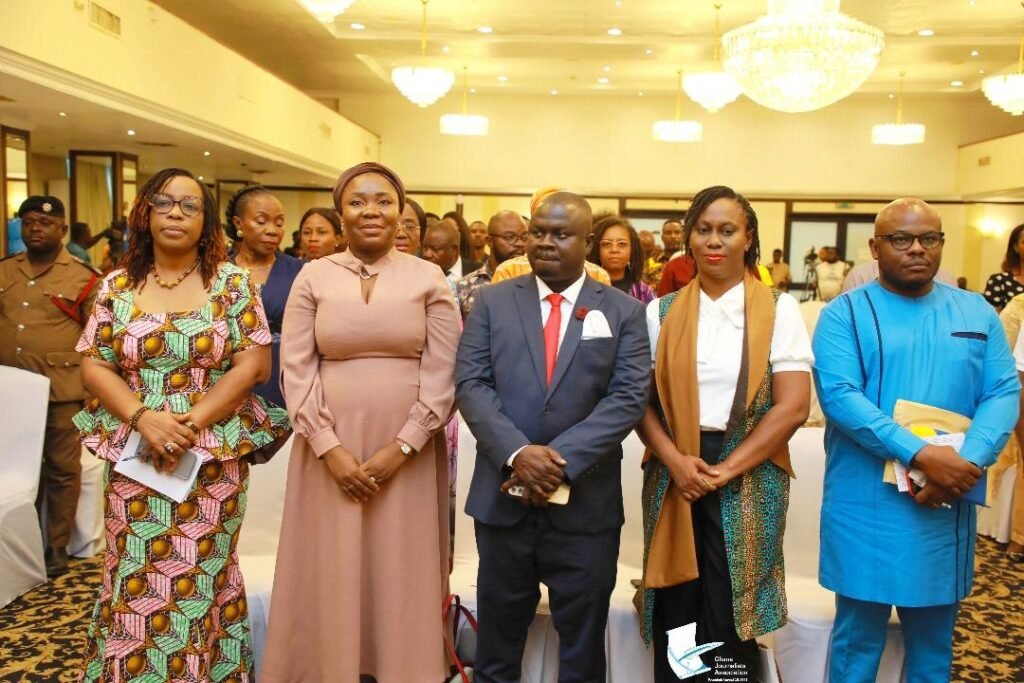 Minister of Information Fatimatu  Abubakar( second left), GJA president( middle)  with other  dignitaries