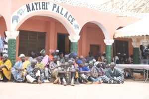 Some traditional rulers seated in front of the Nayiri's palace in Nelerigu