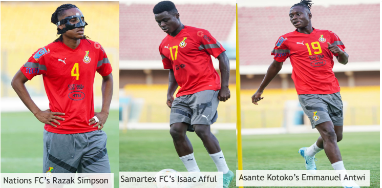 Nations FC’s Razak Simpson Samartex FC’s Isaac Afful Asante Kotoko’s Emmanuel Antwi