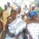 • The Chief of Fievie Clan Division of Agave Traditional Area, Togbe Nornorkuadzi-Tsigbe II and Mama Kumorxe II (sitting behind their linguists)