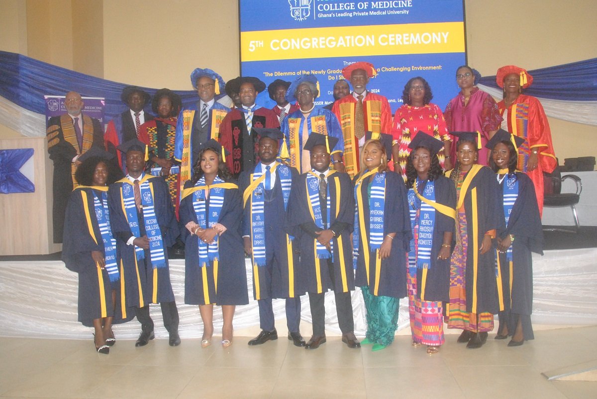 • The New doctors with the council management and faculty members after the congregation photo Okai Elizabeth.