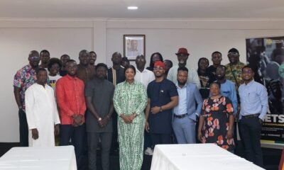 • Kafui Danku (middle) flanked by stakeholders